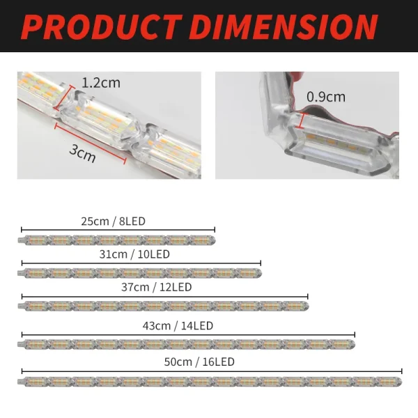 Striscia LED Flessibile DRL con Indicatori di Direzione Sequenziali per Auto – Luce diurna 12V