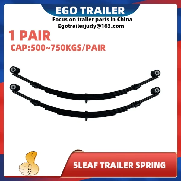 EGOTRAILER 1 Paio di Molle a Foglia 5 per Rimorchi – Sospensione Slipper Eye 500-750kg Nera