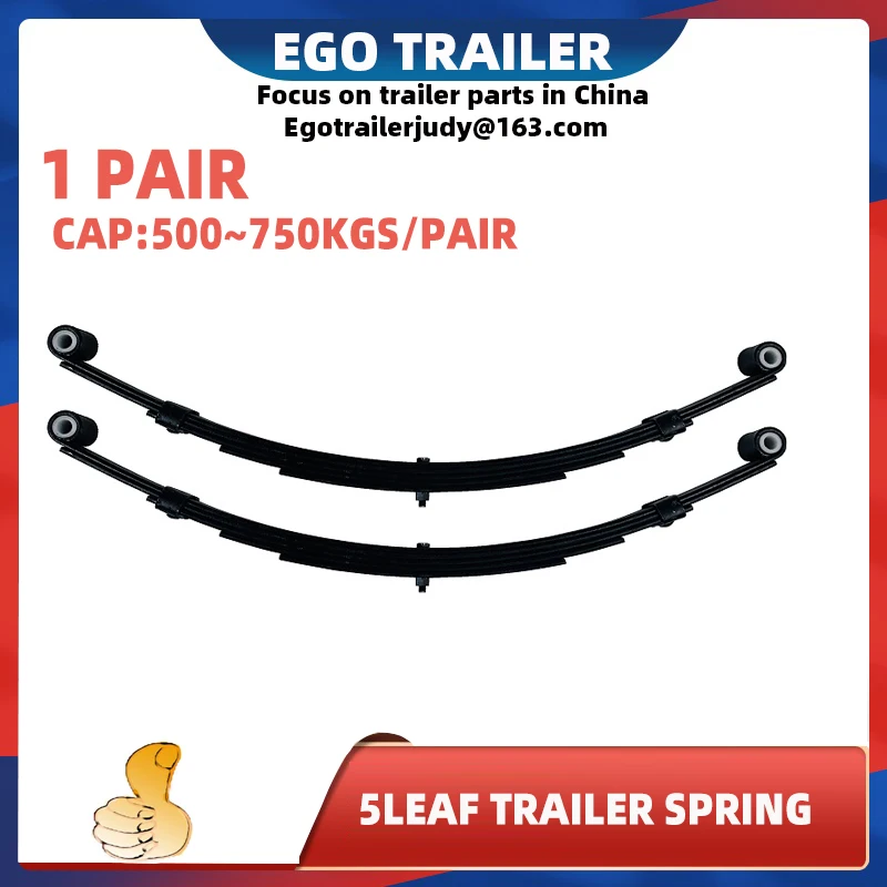 EGOTRAILER 1 Paio di Molle a Foglia 5 per Rimorchi – Sospensione Slipper Eye 500-750kg Nera