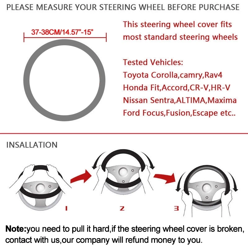 Copri Volante in Pelle 38cm per Renault Clio, Fluence, Megane, Laguna, Talisman, Captur, Kadjar, Kaptur, Koleos, Scenic ed Espace