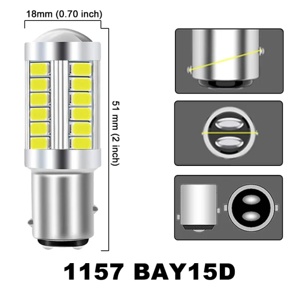 Faro LED P21W 1156 BA15S 1157 BAY15D – 2/4/8 PCS Luci Indicatori 12V 7000K Bianco per Retromarcia e Freno