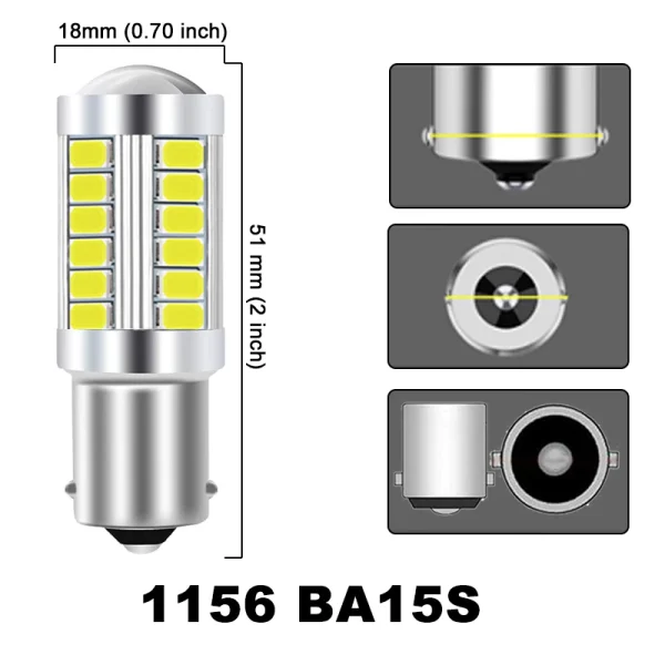 Faro LED P21W 1156 BA15S 1157 BAY15D – 2/4/8 PCS Luci Indicatori 12V 7000K Bianco per Retromarcia e Freno