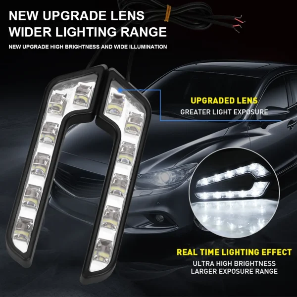 2PCS Fari LED Universali per Auto 12V 6LED Impermeabili Luminosa Bianco 660LM – Luci diurne e Fendinebbia