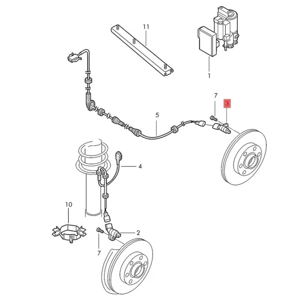 5U0927753 Sensore Velocità Ruota ABS per VW Voyage 2012-2023 – Ricambio di Qualità e Affidabilità