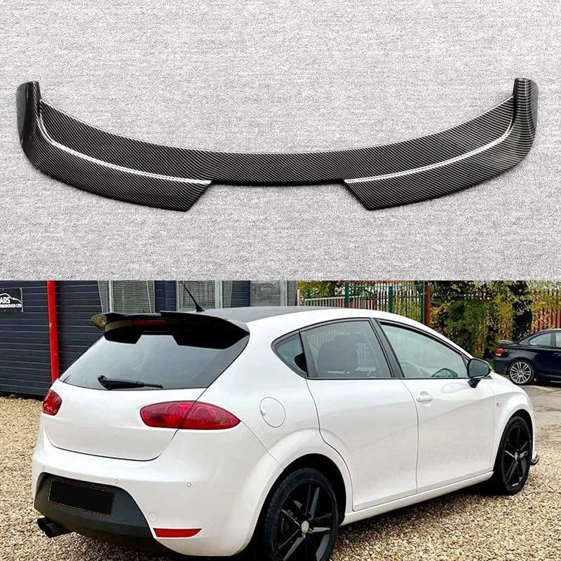 Spoiler in Fibra di Carbonio Lucido Nero per SEAT LEON MK2 (2009-2012) – Modifica ABS Senza Fori