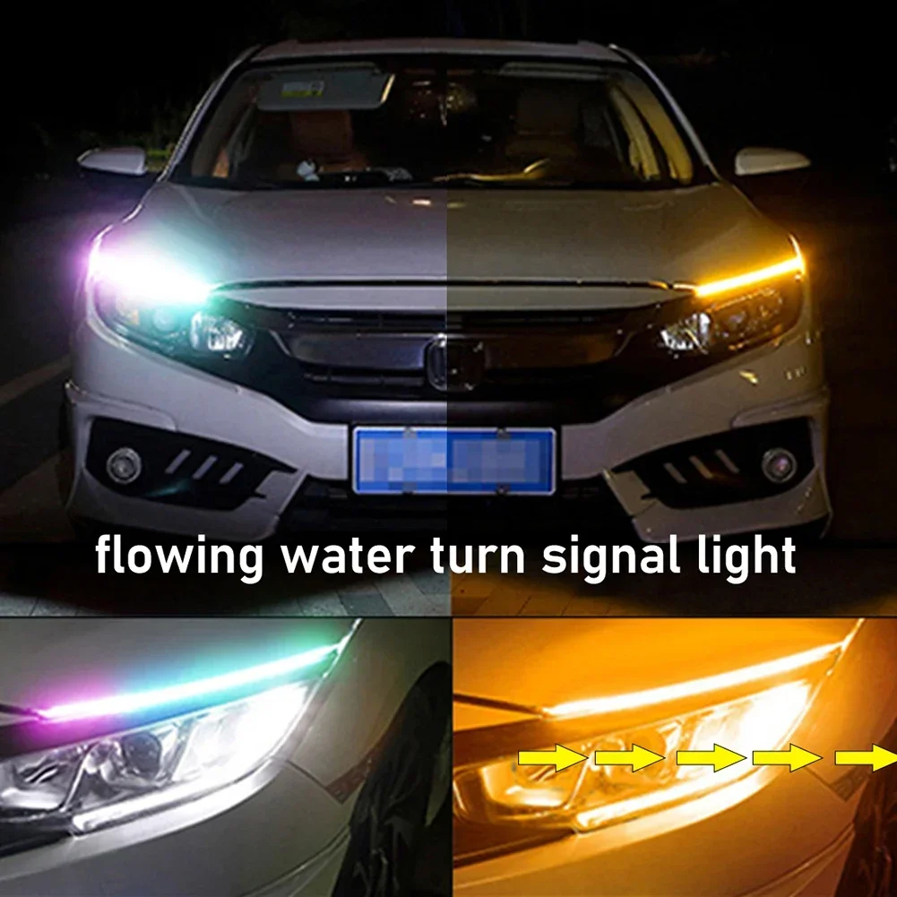 2 Pezzi Striscia LED RGB Flessibile per Auto – Luci diurne Impermeabili con Telecomando per Indicatori di Direzione e Fari Decorativi