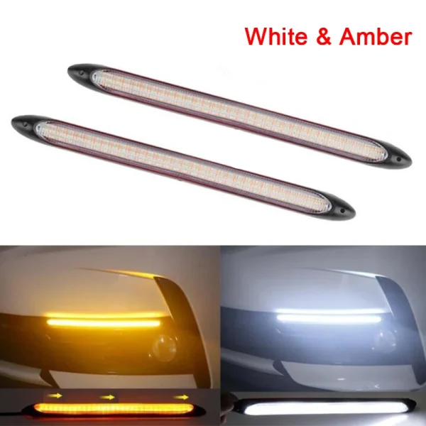 2PCS Fari LED Giornalieri Auto Impermeabili con Freccia Gialla Sequenziale e Luce Bianca o RGB