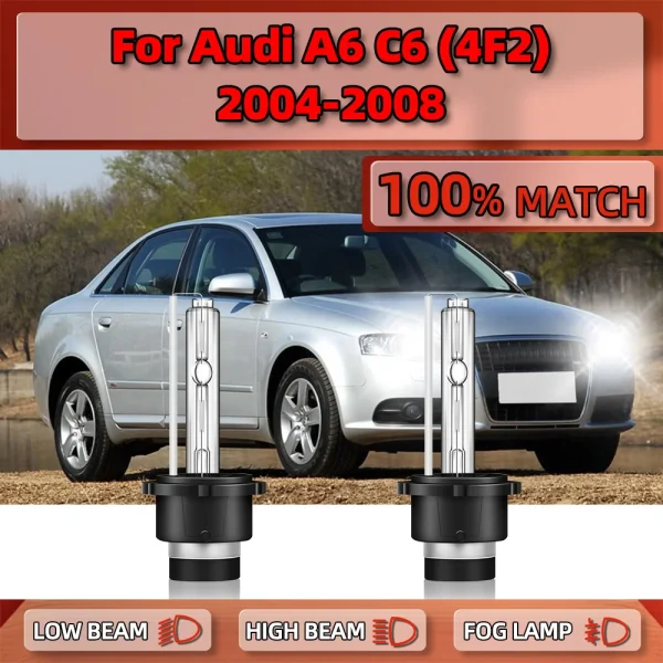 2 Pezzi Lampadine Xenon HID D2S 12V 35W 20000LM 6000K Bianche per Audi A6 C6 (4F2) 2004-2008