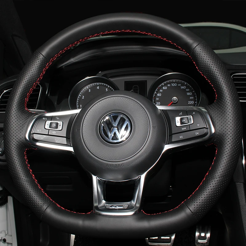 Copertura Personalizzata in Pelle per Volante Auto Volkswagen Golf GTI RLine Sagitar Tayron Tharu Tiguan Touran