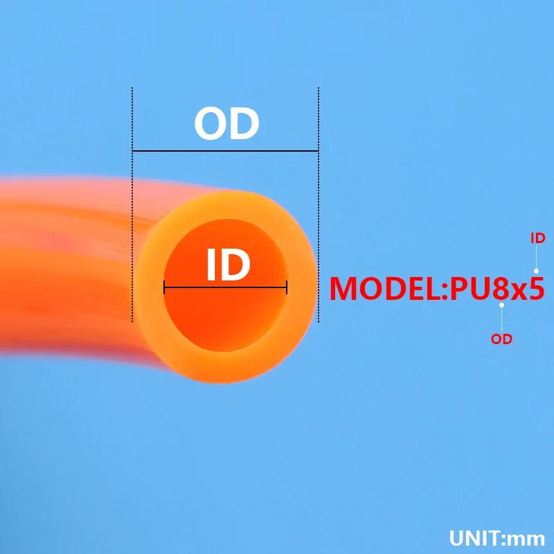 Tubi Pneumatici PU 2/5/10M – Tubo Aria 4mm 6mm 8mm 10mm 12mm 14mm per Compressore – Tubazioni Polietilene 8x5mm 6×4