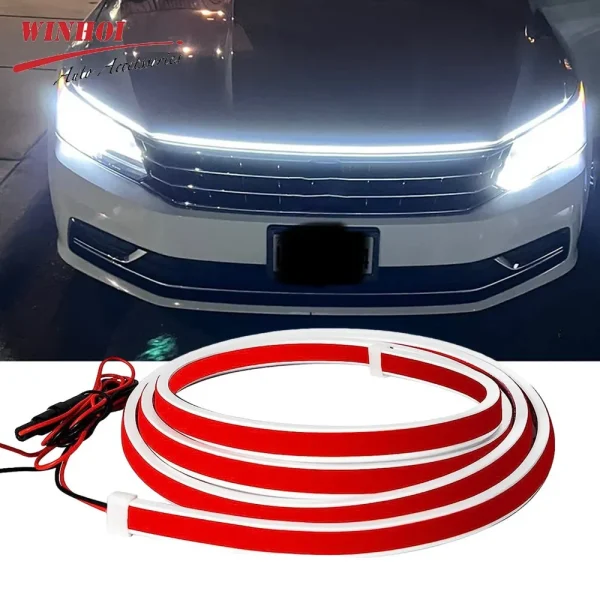 Striscia LED Flessibile per Cofano Auto – Luci Decorative DRL e Fari Anteriori