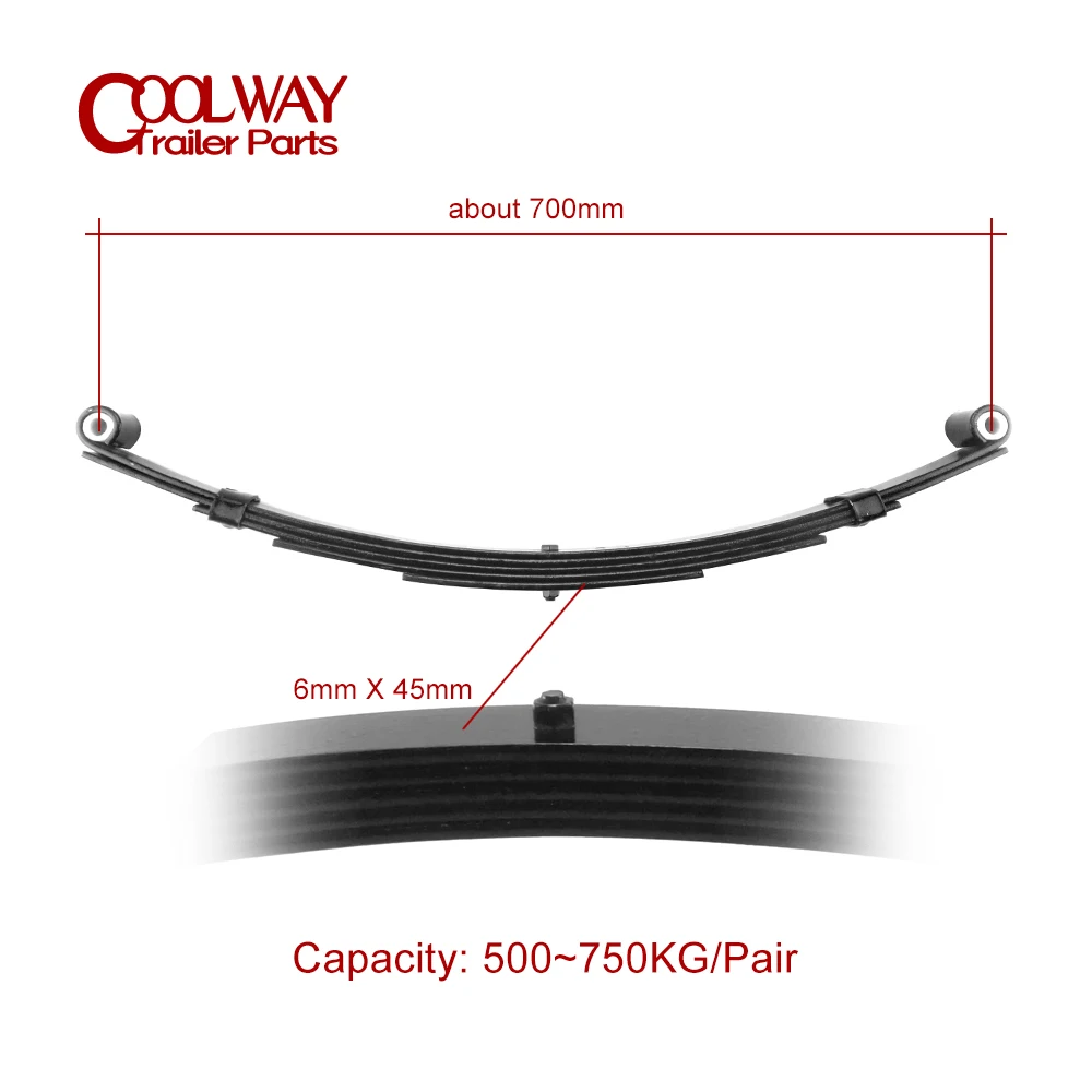 Set di Sospensione a Molla a Doppio Occhio 5 Foglie per Rimorchi CAP 500~750KG – Accessori per Camper e Caravan