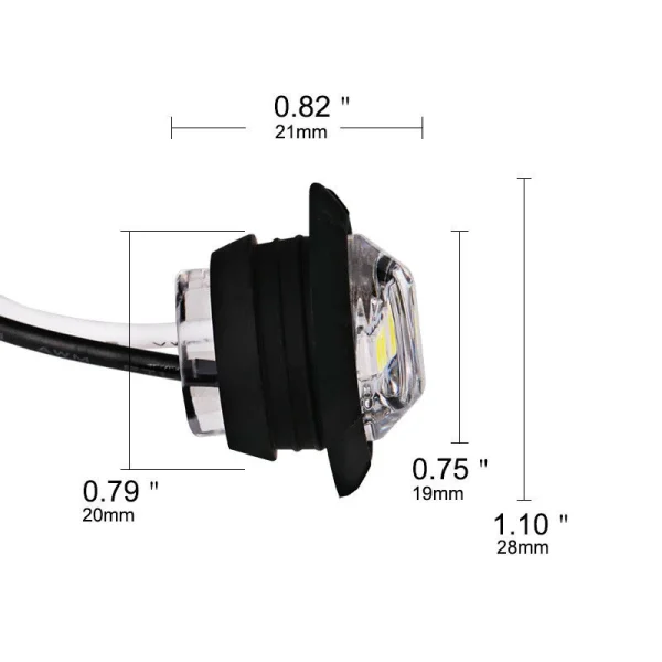 Faro Laterale Rotondo Giallo Ambra 3LED 3/4″ per Camion 12V – Luci di Segnalazione