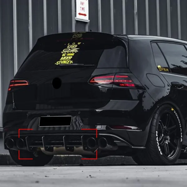 Diffusore Posteriore per Volkswagen Golf 7 VII MK7 GTI 2013-2016 – Splitter Laterali Spoiler in Plastica ABS