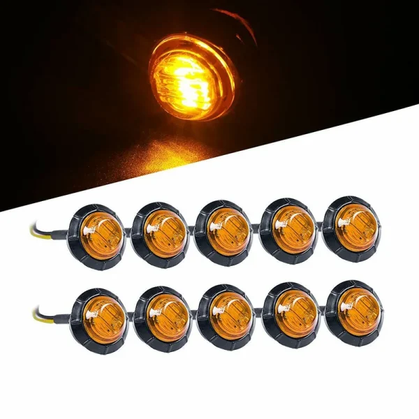 Faro Laterale Rotondo Giallo Ambra 3LED 3/4″ per Camion 12V – Luci di Segnalazione