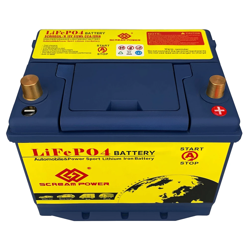 Batteria Auto 12V 40AH 65D23L/R LiFePO4 – 1200CCA, Potente e Affidabile!