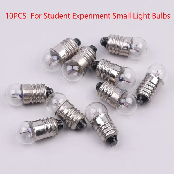 10PCS Mini Lampadine Miniature 0.3A 1.5V 2.5V 3.8V per Esperimenti Scolastici – Piccole Luci a Cannone