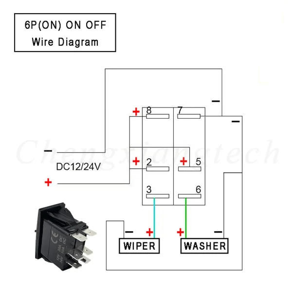 Interruttore Rocker DPDT 6Pin Blu LED per Lavavetri Auto, UTV, RZR, Camion e Barca – ON-OFF Momentaneo