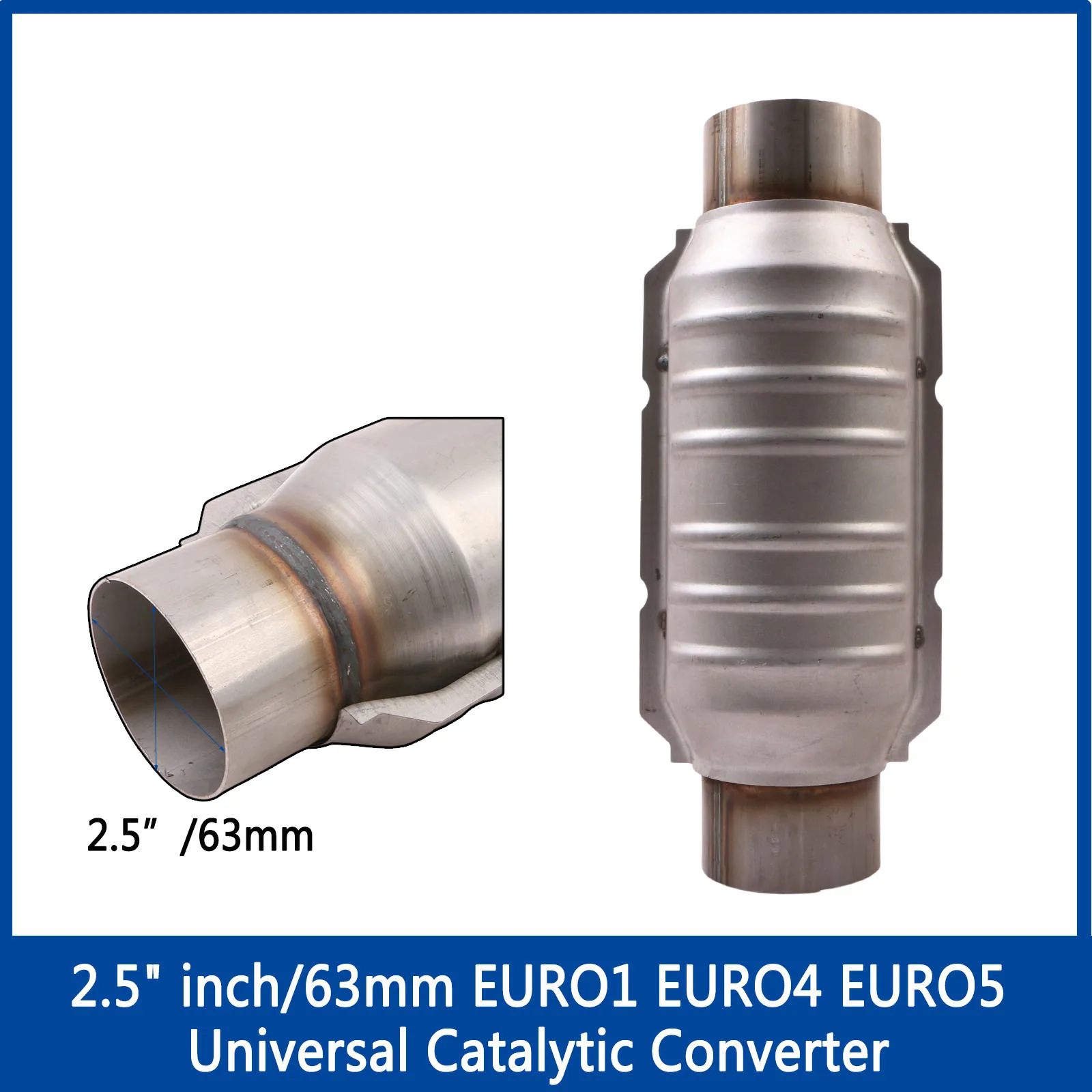 Convertitore Catalitico Universale 3″ 76mm Euro 1 Euro 4 Euro 5 – 400 Celle per Scarico Auto