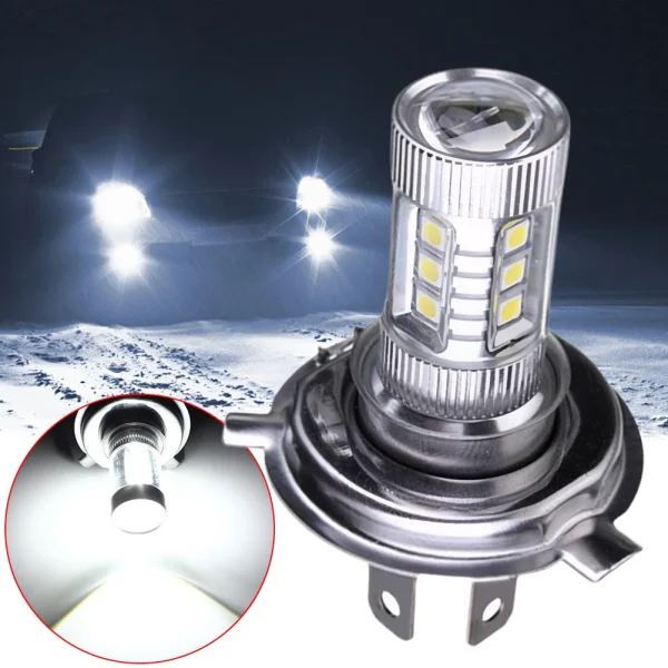 Faro LED H4 Super White 4000LM IP67 Waterproof – Lampadina Auto Alta Bassa Luce Fari Nebbia 80W 12V