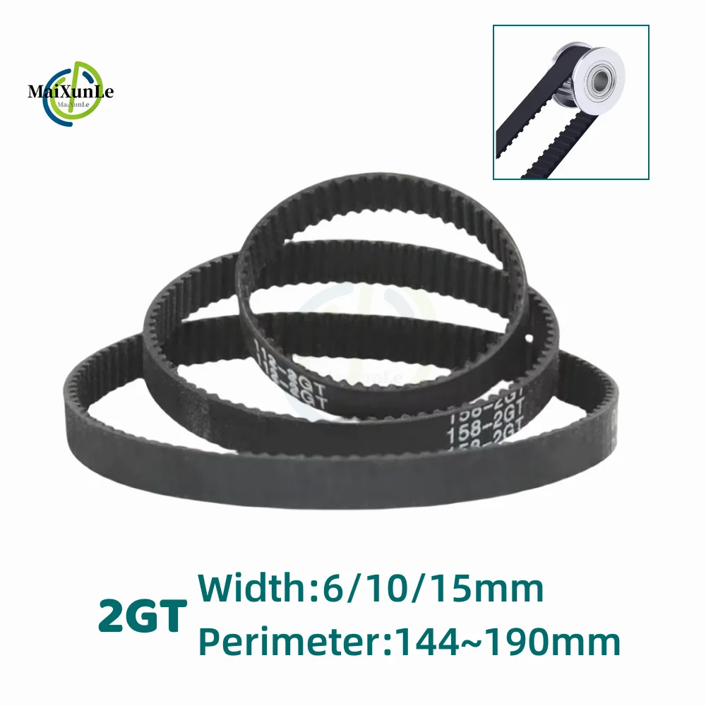 Cinghia di Sincronizzazione GT2 in Gomma per Stampante 3D – Perimetro 144-190mm, Larghezza 6mm, 10mm, 15mm, Passo Dente 2mm