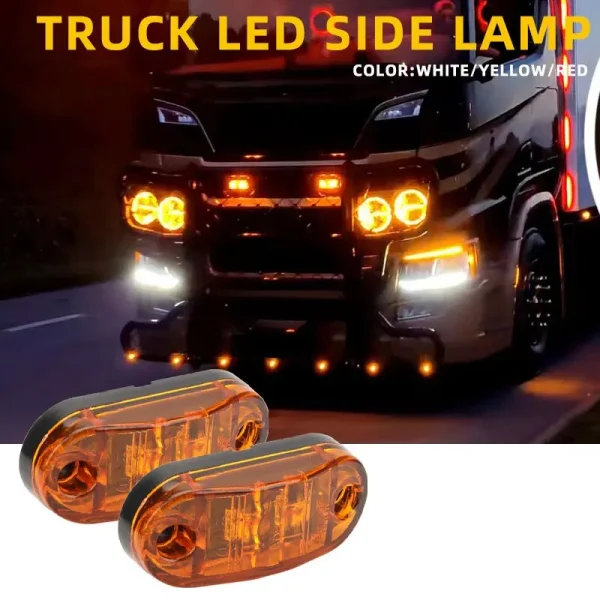 2 Pezzi Luci di Segnalazione Laterali per Rimorchi – Lampade LED Amber Rosso Bianco Impermeabili