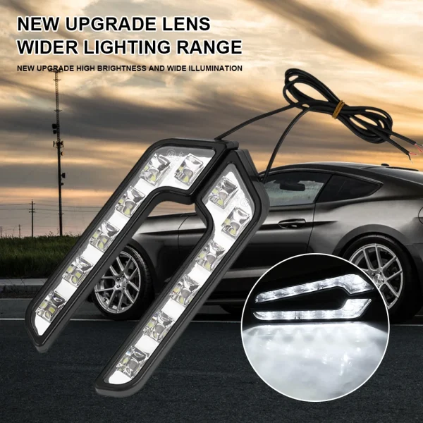 2PCS Fari LED Universali per Auto 12V 6LED Impermeabili Luminosa Bianco 660LM – Luci diurne e Fendinebbia