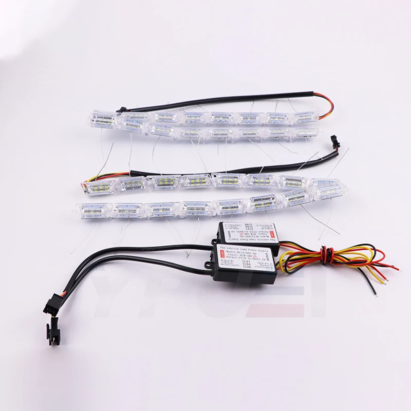 2 Pezzi Striscia LED Flessibile DRL Cristallo Luci diurne Indicatori di Direzione Auto 16 LED Bianco/Amber