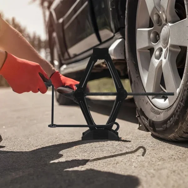 Jack Sollevatore a forbice 1 Tonnellata – Utensile Manuale per Cambio Pneumatici Auto