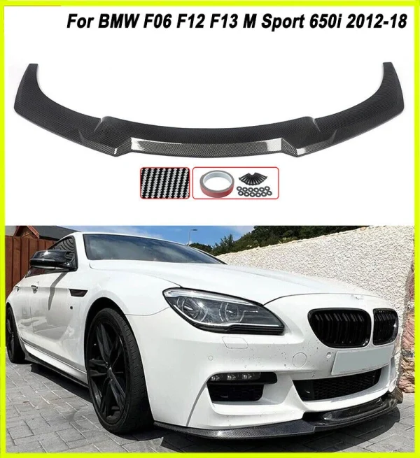 Paraurti Anteriore Carbon Look / Nero Lucido per BMW F06 F12 F13 M Sport 650i 2012-2019 – Spoiler Splitter Diffusore Tuning