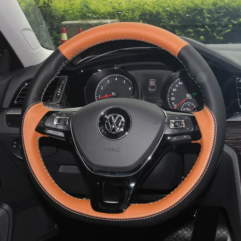 Copertura Personalizzata in Pelle per Volante Auto Volkswagen VW Tiguan T-Cross Tayron Bora Tharu T-Roc Jetta