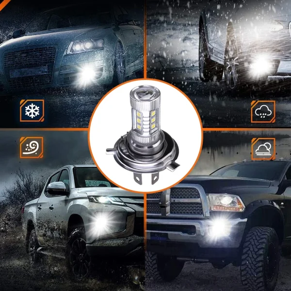 Faro LED H4 Super White 4000LM IP67 Waterproof – Lampadina Auto Alta Bassa Luce Fari Nebbia 80W 12V