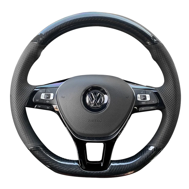 Copertura in Pelle Cucita a Mano per Volante Volkswagen VW Magotan, T-Cross, Golf, Sagitar, Tayron, Tiguan, Bora, T-ROC, Jetta e Passat