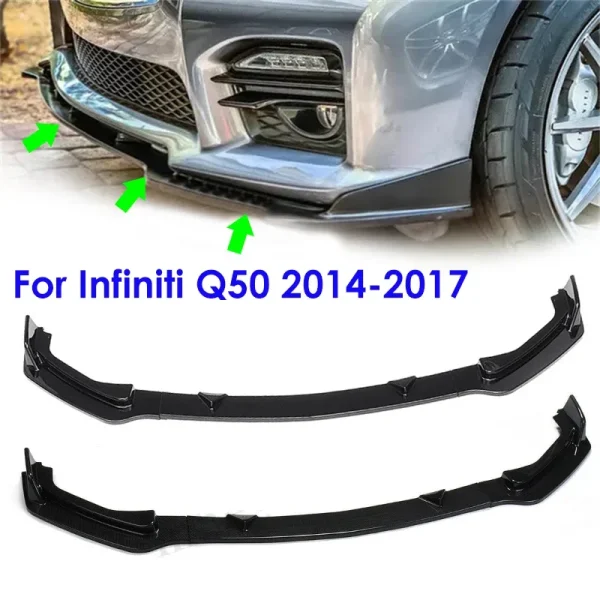 Kit Spoiler Anteriore 3 Pezzi per Infiniti Q50 2014-2017 – Lip Body Bumper