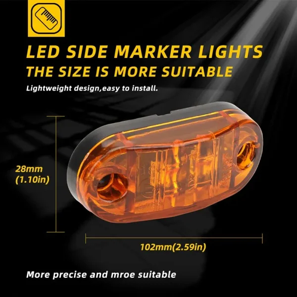 2 Pezzi Luci di Segnalazione Laterali per Rimorchi – Lampade LED Amber Rosso Bianco Impermeabili