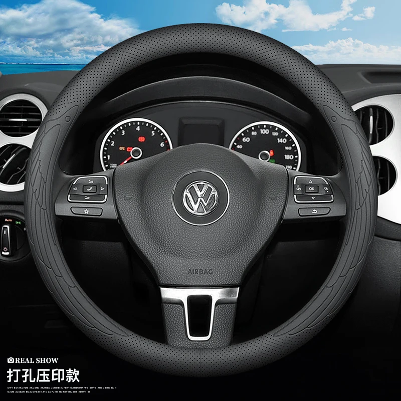 Copertura Volante Universale in Pelle per Volkswagen VW Tiguan, Tayron, Magotan, T-Roc, Passat e Teramont – Accessori Auto di Qualità